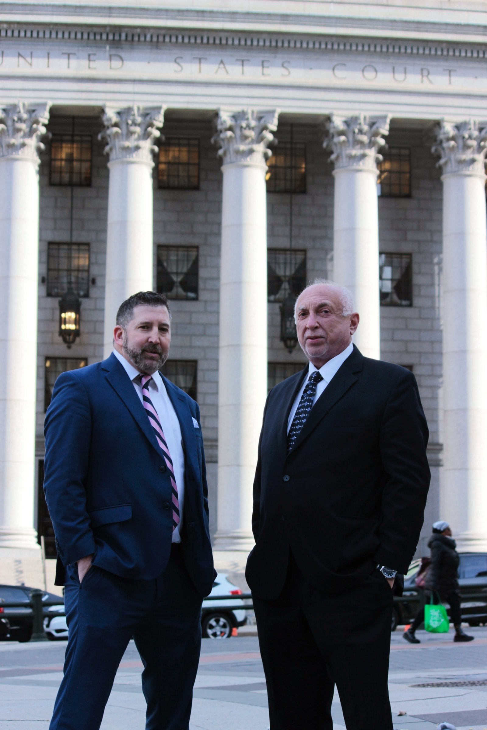 Eugene Khavinson and Tim Mandronico in front of the courthouse